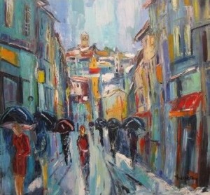 Alain Duperay Rue sous la pluie